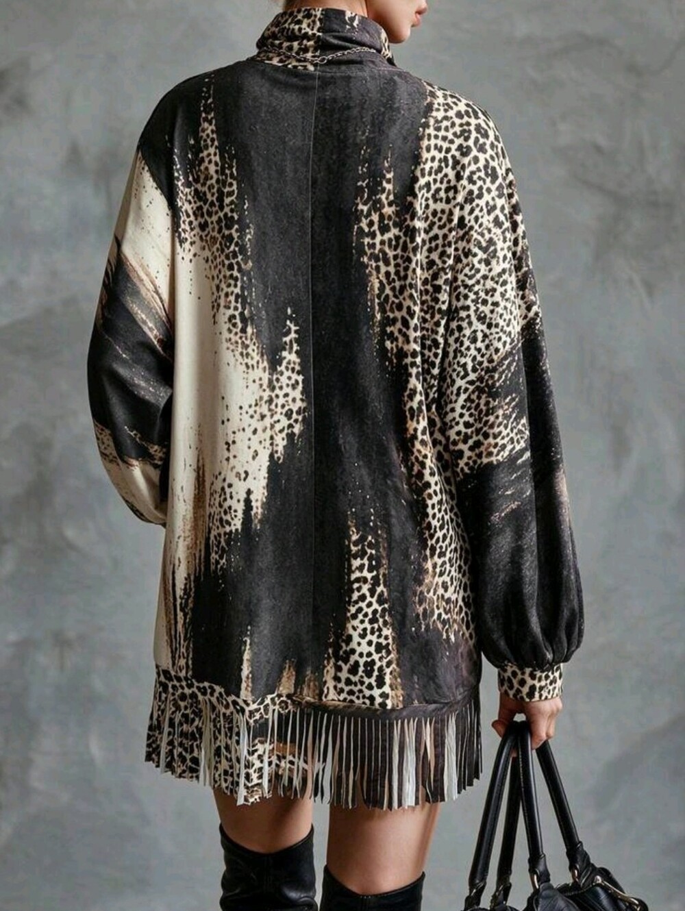 Autumn/Winter High Neck Lantern Bubble Sleeve Dropped Shoulder Long Slee - Picture 2 of 4